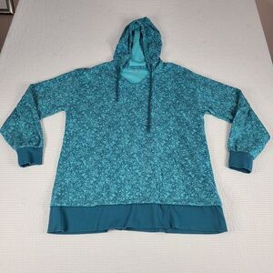 Athleta SZ M Sundown Alliance Hoodie Flower Blue Texture Borealis Medium